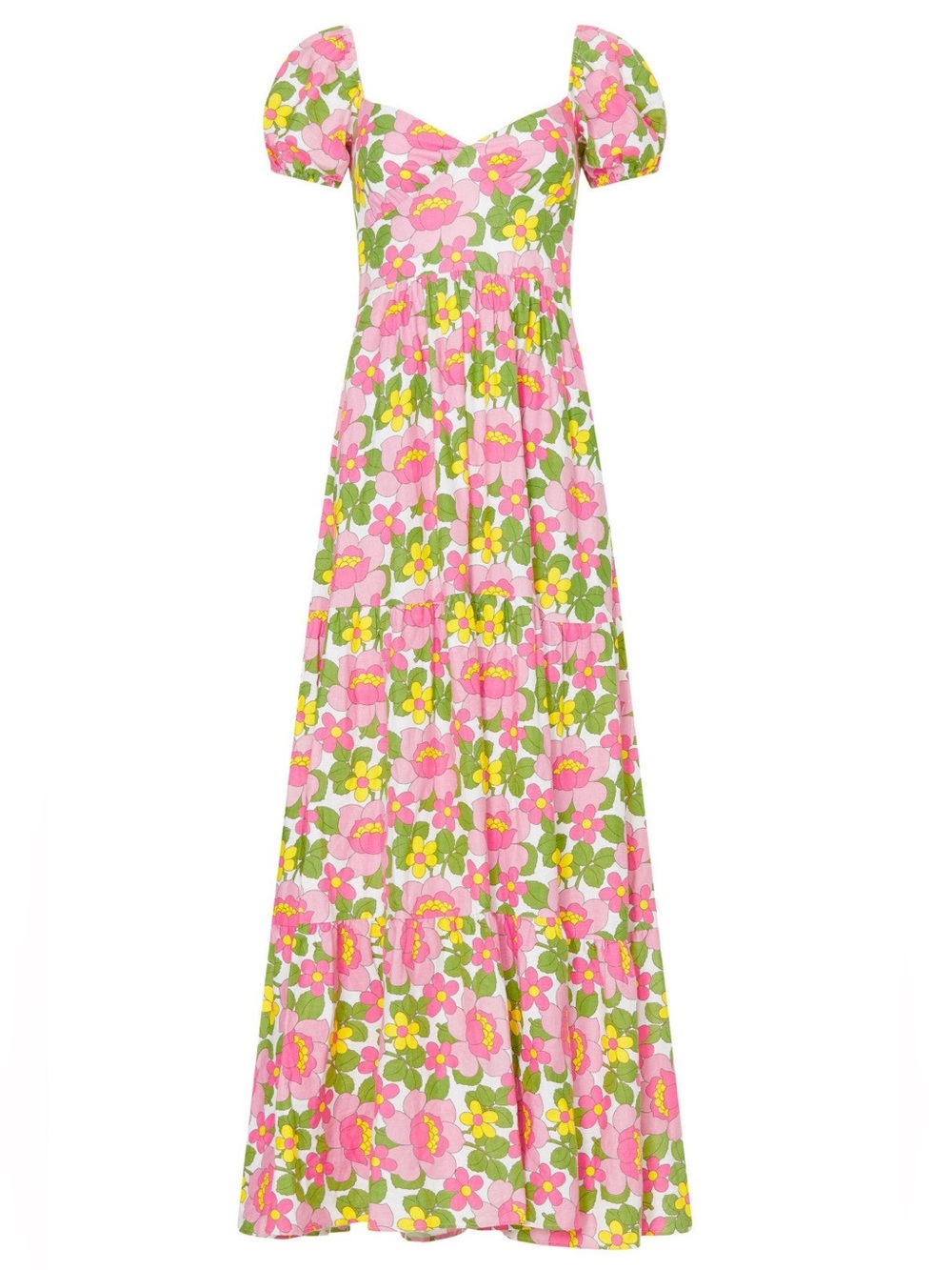 Show Me Your MuMu Pink and Green Floral Puff-Sleeve Cathy Maxi Dress - Picture 5 of 16